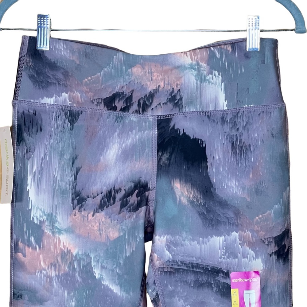 Marika Sport Purple Ash Stormy Sky Yoga Workout Leggings Medium 8-10 NWT - Picture 2 of 9
